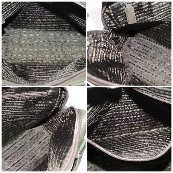 PRADA Hand Bag Nylon 2way Khaki Silver Auth BA4485 - Picture 16 of 16